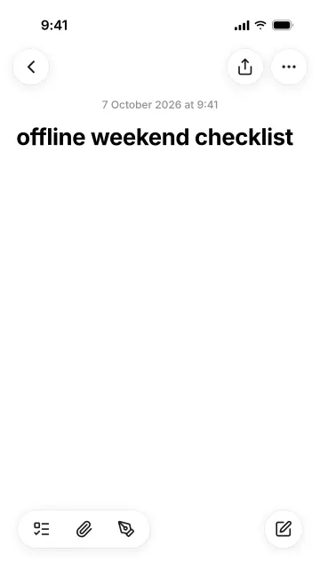 Example carousel, hook A: an offline weekend checklist in Apple Notes